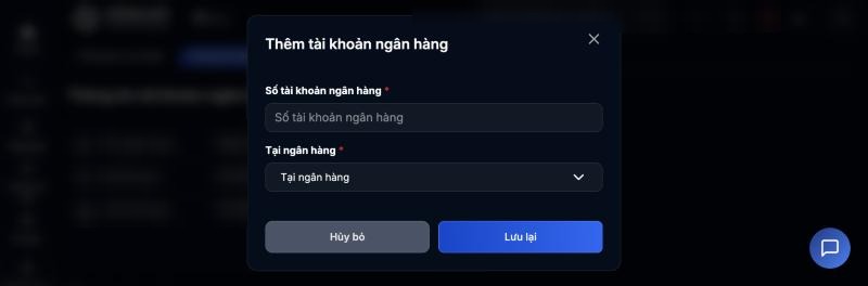 Form thêm tài khoản ngân hàng